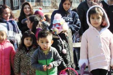 Kids got ready for the mad scramble at the East Hampton Democrats’ Easter egg hunt in Herrick Park on Saturday.