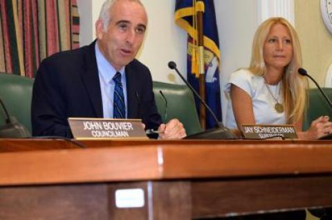 Supervisor Jay Schneiderman with Councilwoman Christine Scalera at a recent town board meeting