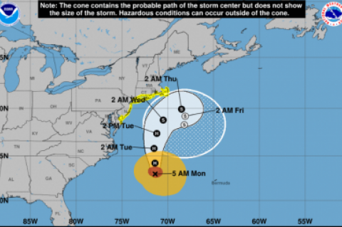 The storm's large size will bring tropical storm force winds, coastal flooding, and heavy rainfall on the eastern end of Long Island.