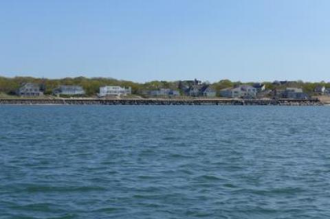 A view of Soundview Drive and Captain Kidd's Path from the water