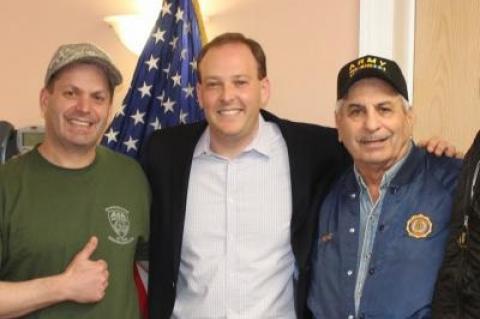 Representative Lee Zeldin, with Donato Panico, left, a Smithtown deli owner who was Mr. Zeldin's guest at the State of the Union speech in Washington on Tuesday. Mr. Zeldin was aboard a chartered train that crashed in Virginia yesterday but was not hurt.