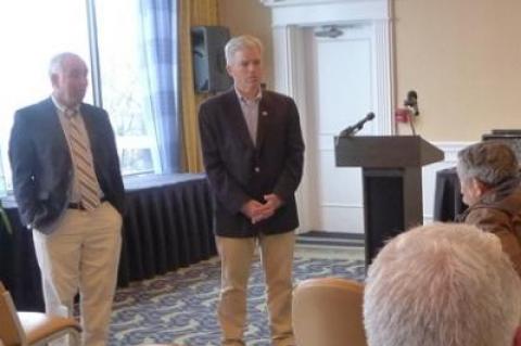 Suffolk Executive Steve Bellone, right, has joined a number of elected officials pressing for rejection of a tax reform bill now working its way through Congress.