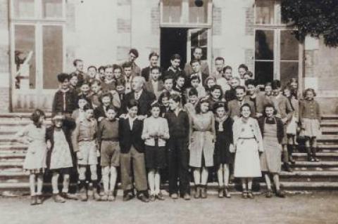 A photograph of the children from "The Children of Chabannes" from a journal used for the film.