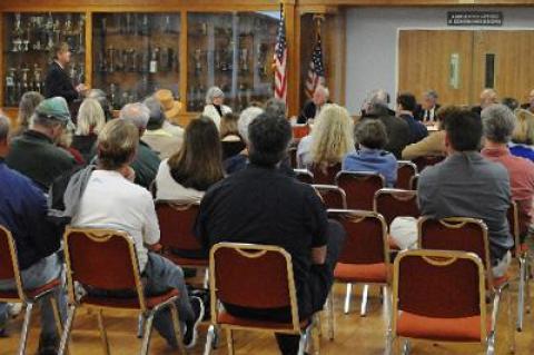 A packed hearing room greeted the East Hampton Village Board of Trustees when the question of a leash law for dogs on the beach was to be discussed.