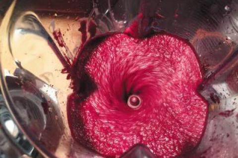 Beets, jalapenos, yogurt, and mint can be whipped up in a blender for a colorful and flavorful puree.