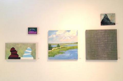 An installation of works in the Ille Arts Holiday Show in Amagansett.