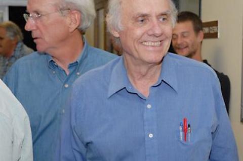 Larry Penny in a 2008 file photo. Bill Wilkinson, who was then running for East Hampton Town supervisor, is at rear.