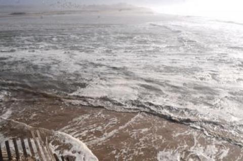 Georgica Pond in East Hampton, which has remained open to the ocean for much of February, will increasingly be inundated as sea level rises.