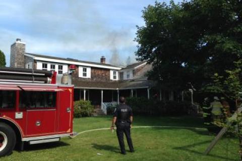 Six fire departments responded to a fire, which destroyed part of a house on Thursday afternoon