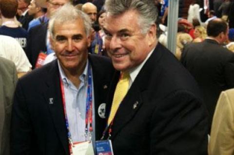 Andy Sabin, left, and Representative Peter King at the Republican National Convention in Tampa, Fla.