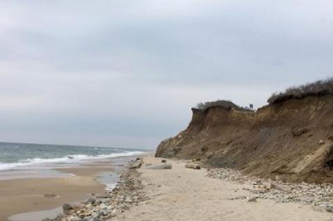 Erosion has carved into the trail in Rheinstein Park, just west of Ditch Plain and has caused significant damage to the bluff trail at Shadmoor, just west of that.