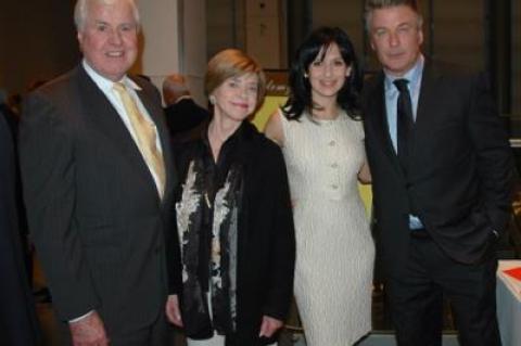 Thomas Twomey, left, seen with his wife, Judith Hope, and Alec Baldwin and his wife Hilaria Baldwin, at a Guild Hall dinner in New York City in March. Mr. Twomey and Ms. Hope were good friends of the Clintons.