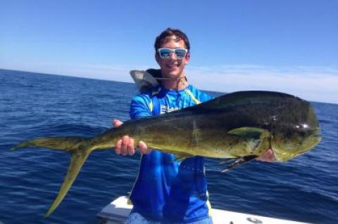 Nick Zuccotti with a Bull Mahi caught in August near the Ranger wreck on his father’s boat “Shearwater” out of Springs.