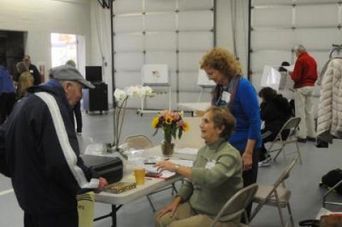 Voters turned out at the Amagansett firehouse earlier on Tuesday.