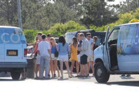 Taxis dropped a group at Cyril's on Napeague Saturday afternoon.