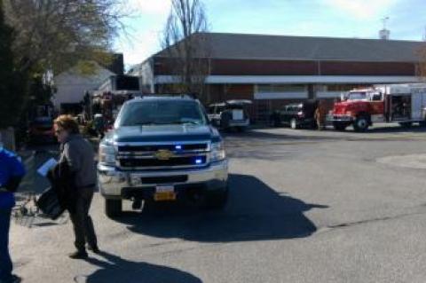 Fire trucks took over the parking lot next to Stop and Shop in East Hampton when a fire broke out in a mechanical room.