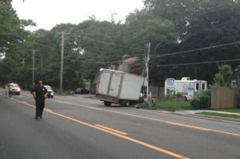 The driver of a truck that crashed into a utility pole on Tuesday afternoon was not hurt.