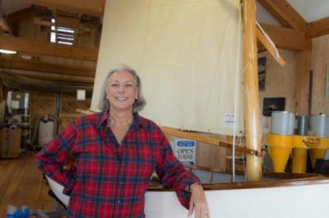 Jennifer Georges took away a Sunshine tender sailboat raffled by the East End Classic Boat Society.