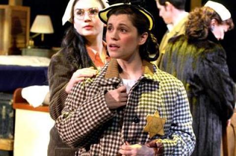 Jessica Mortellaro plays Anne Frank, and Georgia Warner, in the background, plays her older sister, Margot, in the Literature Live! presentation of “The Diary of Anne Frank” at the Bay Street Theatre.