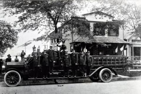 The Southampton Fire Department’s antique hook and ladder truck as seen in a 1913 photo.