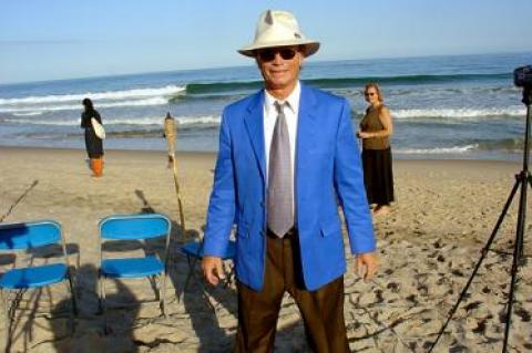 Lester Jary Elliston at Sagg Main Beach in June 2007 for the wedding of his daughter, Rebecca.