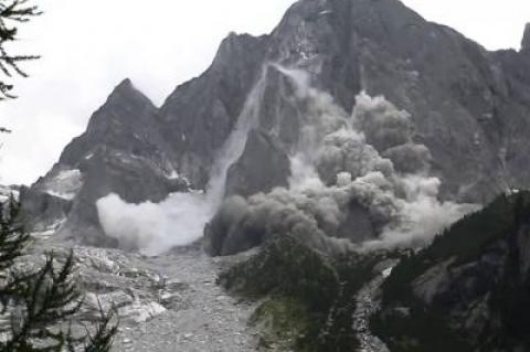 Climate change contributed to this huge landslide on Piz Cengalo in the Swiss Alps in August 2017.