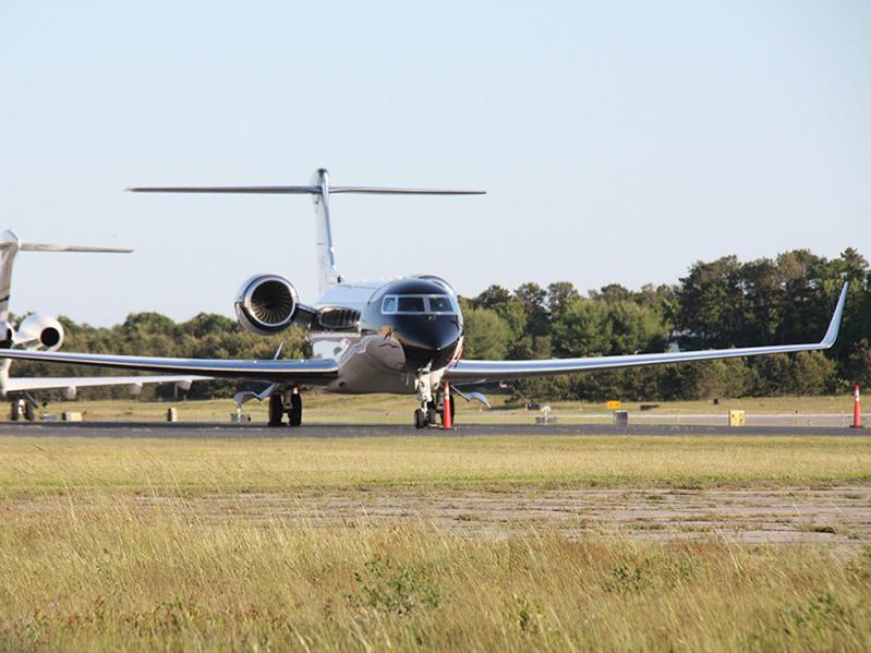 A private jet at East Hampton Airport